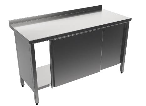 Rostfri bänk med skjutdörrar