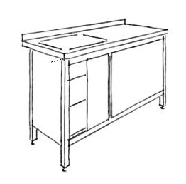 Rostfri diskbänk med skjutdörrar