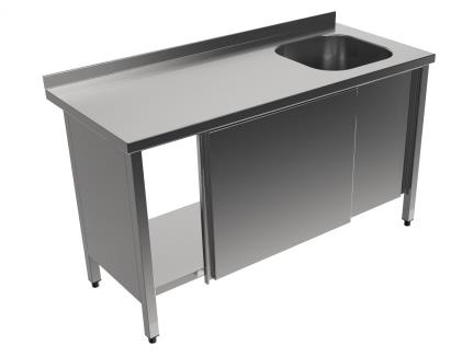 Rostfri diskbänk med skjutdörrar