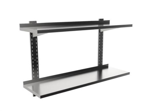 Rostfri vägghylla dubbel