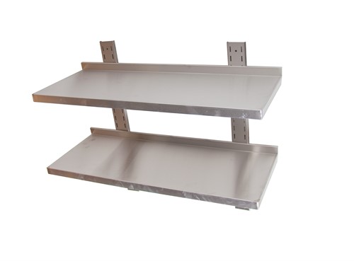 Rostfri vägghylla dubbel