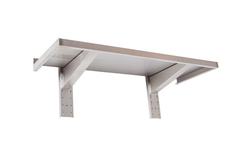 Undersidan av rostfri vägghylla