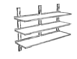 Rostfri vägghylla 3 hyllplan