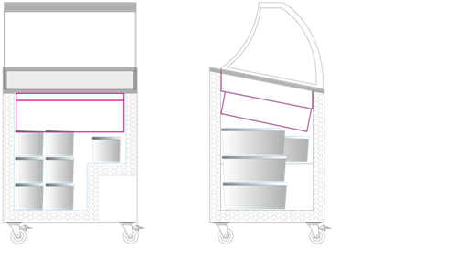 Skopglassfrys 4 lådor