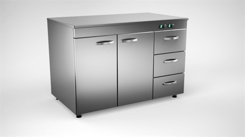 Värmeskåp 2 dörrar 3 lådor