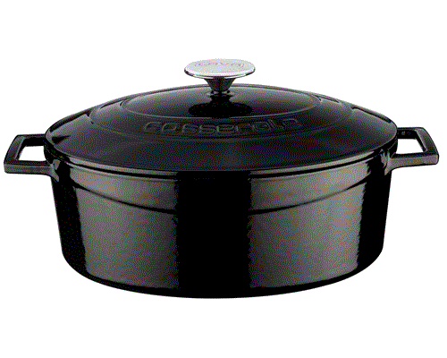Gjutjärnsgryta oval 4,67L Svart, inkl lock