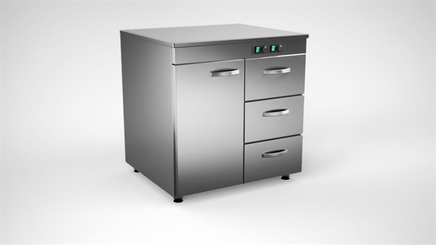 Värmeskåp 1 dörr 3 lådor