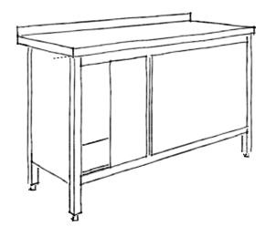 Rostfri bänk med skjutdörrar