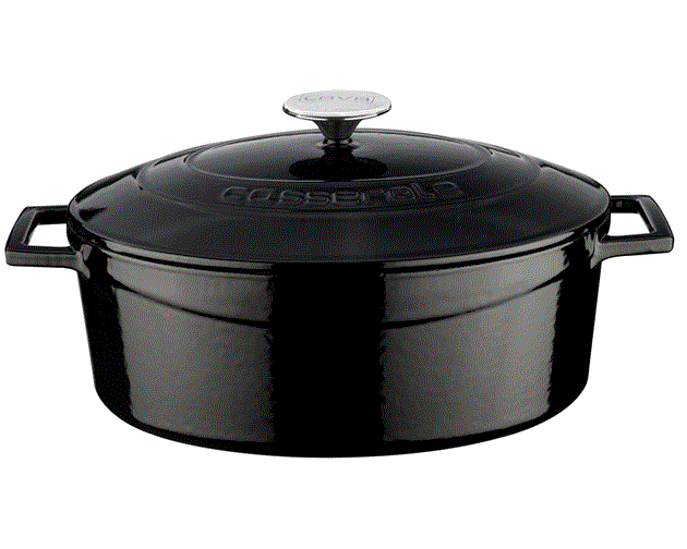 Gjutjärnsgryta oval 4,67L Svart, inkl lock